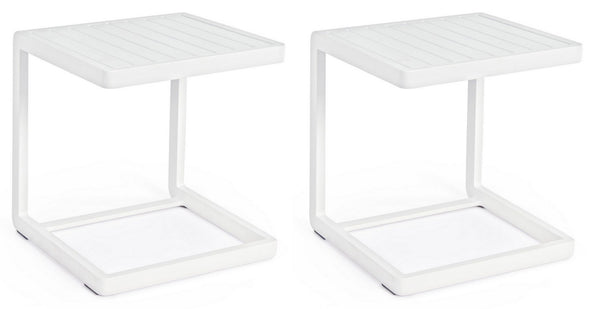 prezzo Set 2 Tavolini da Salotto 40x40x45 cm in Alluminio Konnor Bianco