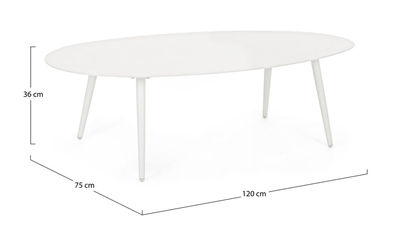 Tavolino da Salotto 120x75x36 cm in Alluminio Ridley Bianco-5