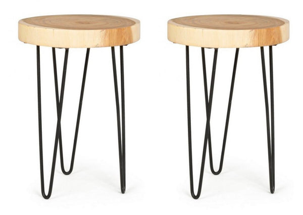 Set 2 Tavolini da Soggiorno Ø35x48 cm in Legno Tuala prezzo