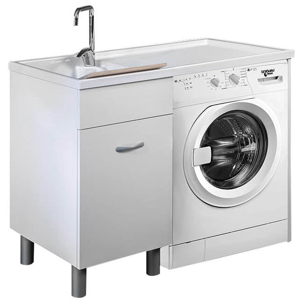 Waschbecken- und Waschmaschinenabdeckung 106x60x90 cm Ambrosini Doris Mattweiß Linke Seite prezzo