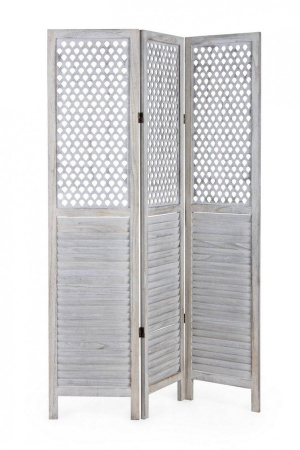 sconto Lochwand 3 Türen Antik Weiß 120x170 in Holz