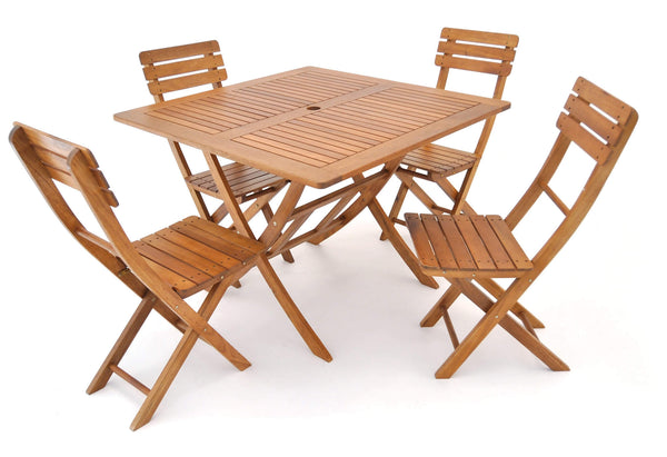 sconto Set aus Tisch und 4 klappbaren Gartenstühlen aus Holz
