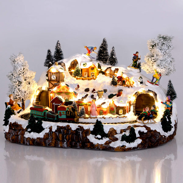 acquista Weihnachtsdorf aus Harz 40x30x25 cm mit Lichtern und Geräuschen