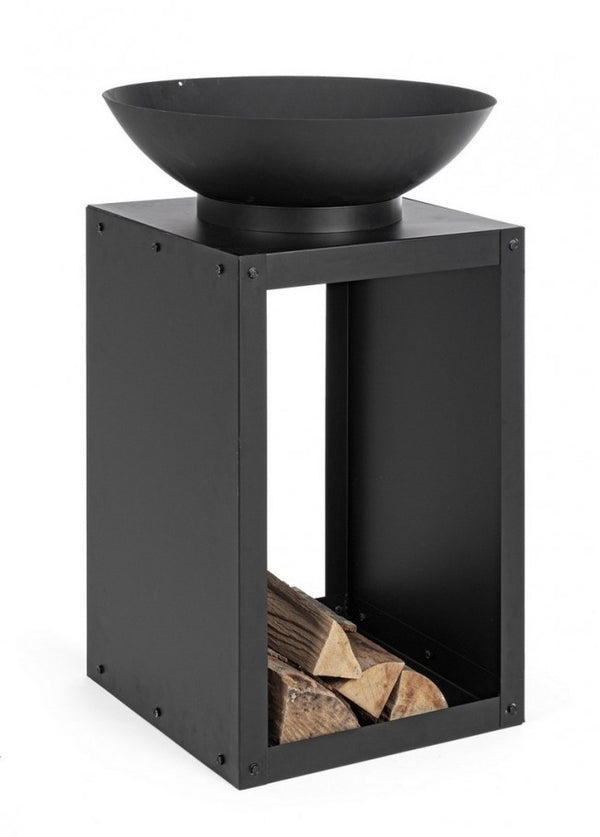 Feuerschale mit Holzhalter Efesto 50x50 aus Stahl online