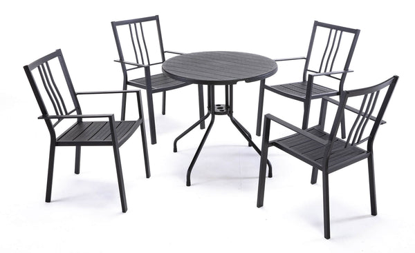 acquista Gartentisch mit 4 Stühlen aus schwarzem Stahl
