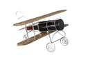 Porta Bottiglie Singolo Aviator 67,7x38x22 cm Legno e Ferro Argento e Marrone-2