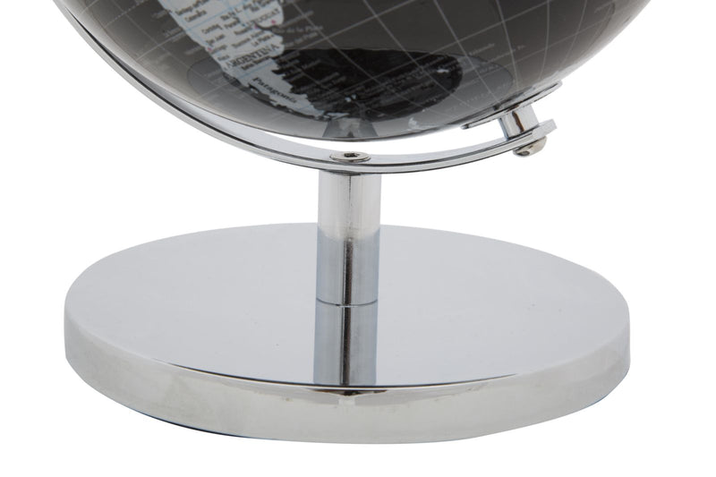 Mappamondo Nero Ø20x28 cm Plastica e Ferro Nero e Argento-5