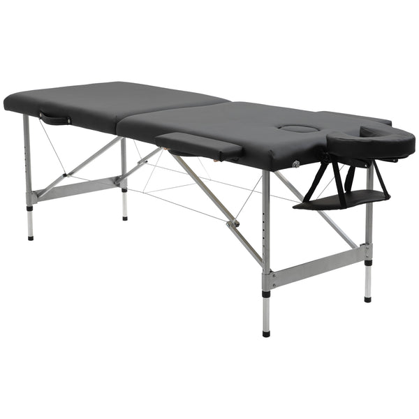 online Tragbares Massagebett 186 x 71 x 62-83 cm aus schwarzem Kunstleder
