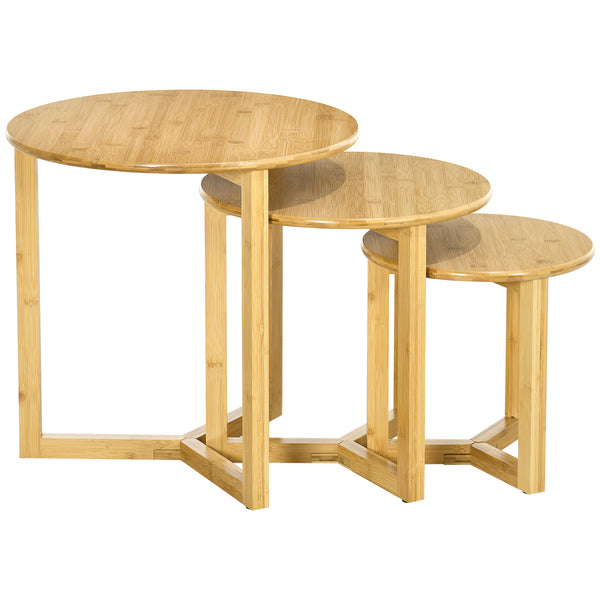 Set 3 tavolini Soggiorno Impilabili in Bambù Naturale online