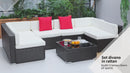 Garten-Lounge-Set aus synthetischem Rattan, 6 Sesseln und braunem Couchtisch