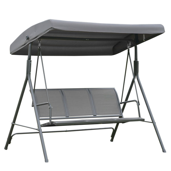 online 3-Sitzer-Gartenschaukel mit grauem Stahldach
