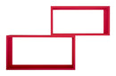Set 2 Mensole Cubo da Parete Rettangolare in Fibra di Legno Bislungo Rosso-3