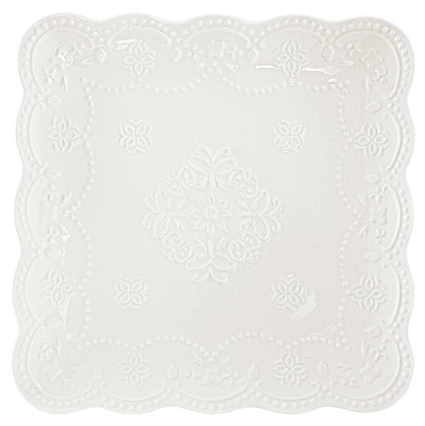 Perforierter quadratischer Teller 25,5 x 25,5 cm aus weißem Kaleidos Charme-Porzellan acquista