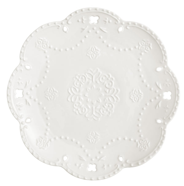 Perforierter runder Teller Ø25,5 aus Porzellan Kaleidos Charme Weiß sconto