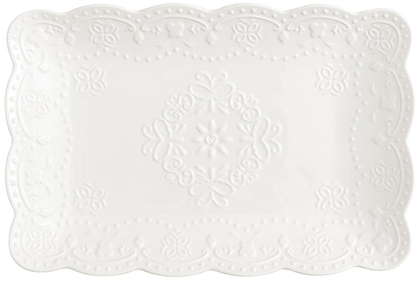 acquista Perforiertes rechteckiges Tablett 30,5 x 20,5 cm aus weißem Kaleidos Charme Porzellan