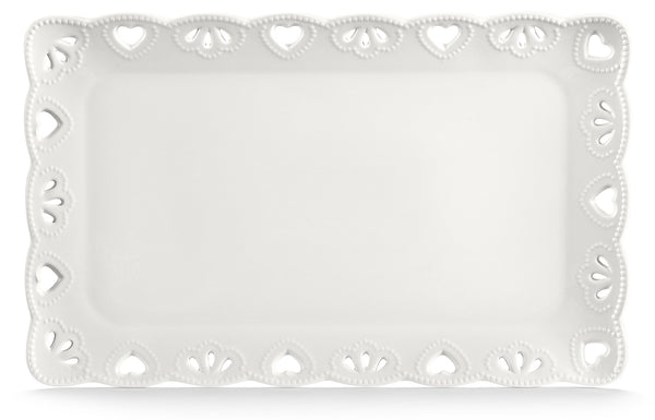 acquista Perforiertes rechteckiges Tablett 35x22 cm in Porzellan Kaleidos Juliet White