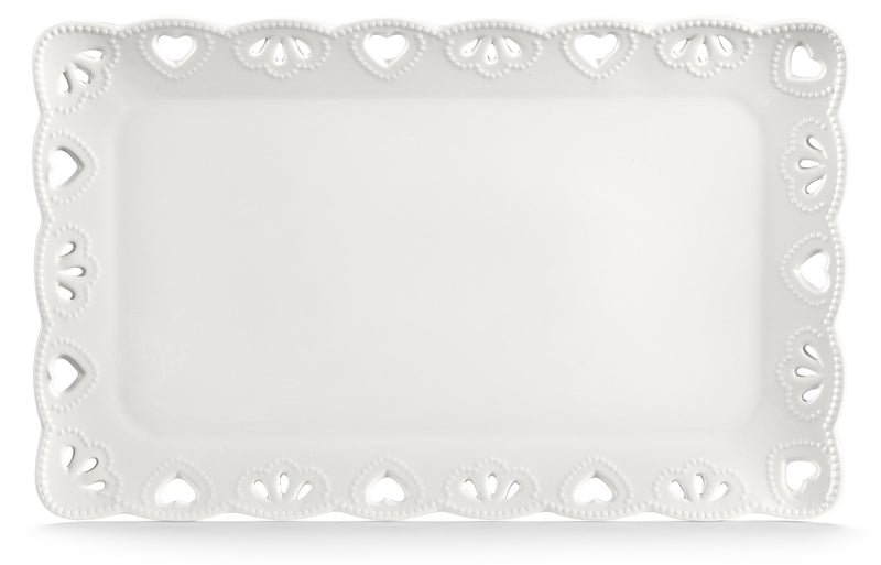 Vassoio Rettangolare 35x22 cm Traforato in Porcellana Kaleidos Juliet Bianco-1