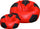 Bean Bag Hocker Ø100 cm aus Kunstleder mit Fußstütze Baselli Soccer Ball Rot und Schwarz
