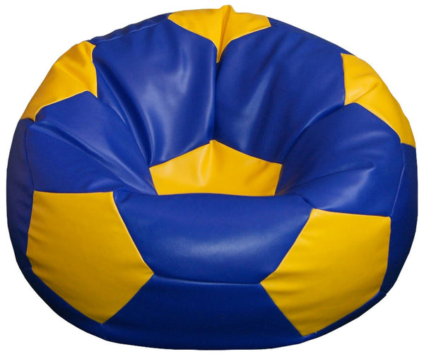 online Bean Bag Hocker Ø100 cm aus Kunstleder Baselli Blau und Gelber Fußball