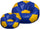 Bean Bag Hocker Ø100 cm aus Kunstleder mit Fußstütze Baselli Blau und Gelber Fußball