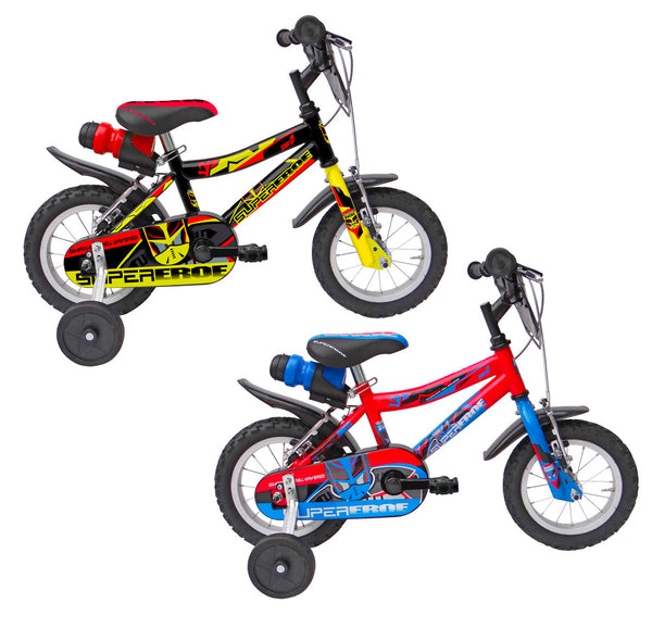 Bicicletta per Bambino 12” 2 Freni Super Hero Nero e Giallo o Rosso e Blu sconto