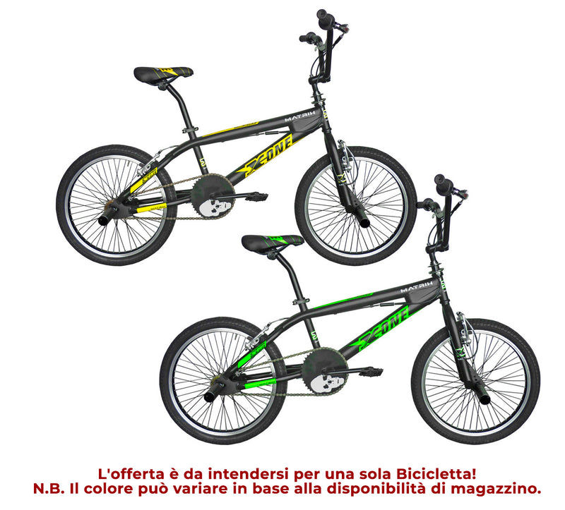 Bicicletta BMX Freestyle 20” Free X-One Nero/Giallo o Nero/Verde-4