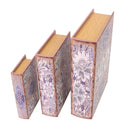 Set 3 Scatole libro in Similpelle grigio fiori rettangolare-2