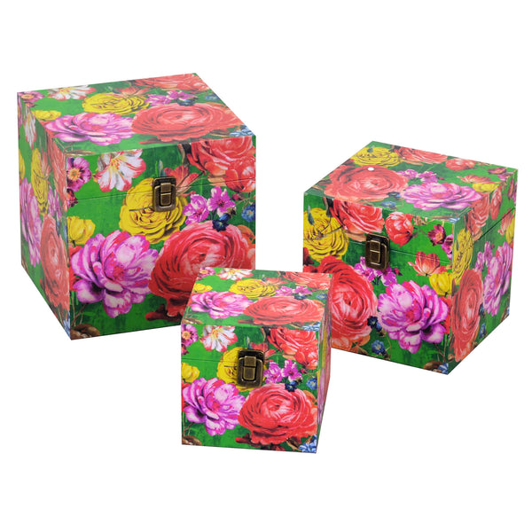 prezzo Set mit 3 Schachteln aus kariertem mehrfarbigem Kunstleder