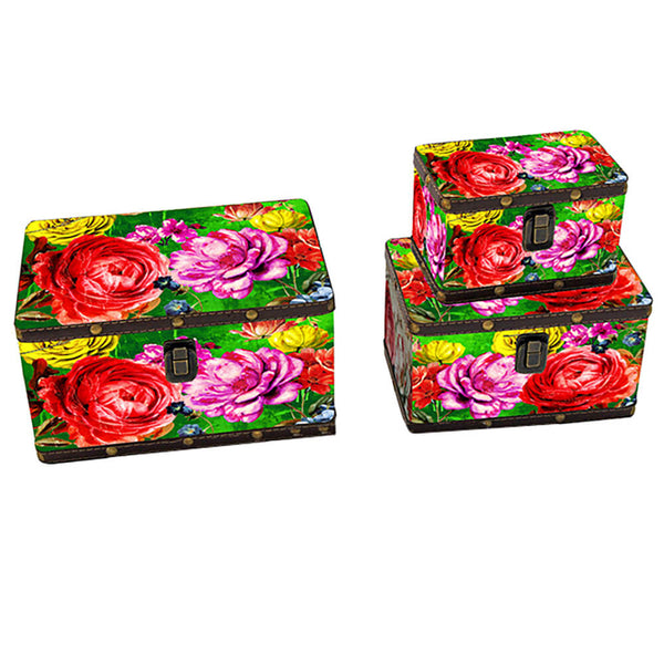 online Set mit 3 rechteckigen mehrfarbigen Kunstlederboxen