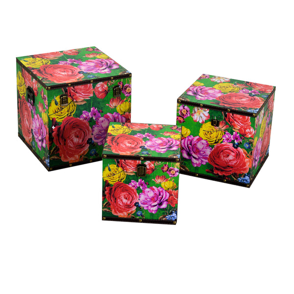 acquista Set mit 3 Schachteln aus kariertem mehrfarbigem Kunstleder