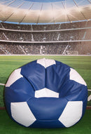 Poltrona a Sacco Pouf Ø100 cm in Similpelle Baselli Pallone da Calcio Blu e Bianco-2