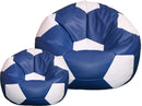 Poltrona a Sacco Pouf Ø100 cm in Similpelle con Poggiapiedi Baselli Pallone da Calcio Blu e Bianco-1