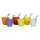 Set mit 6 zerknitterten Kaffeetassen aus Steingut + mehrfarbigen Kaleidos-Löffeln
