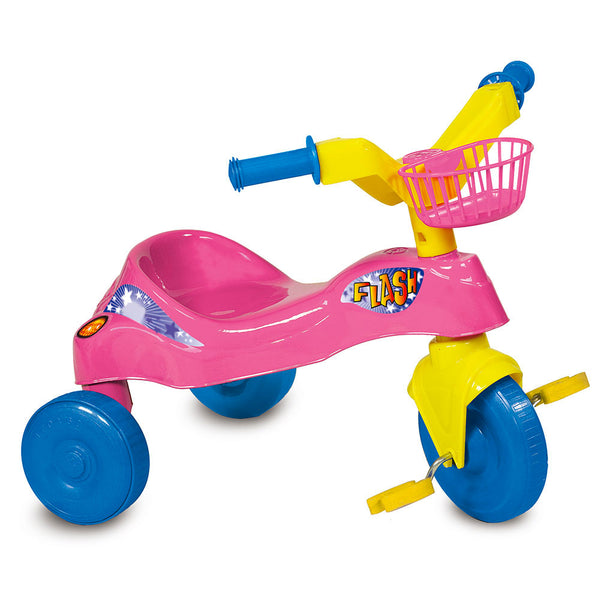 Motorrad-Dreirad für Kinder mit Pedalen und Korb Kid Smile Flash Pink sconto