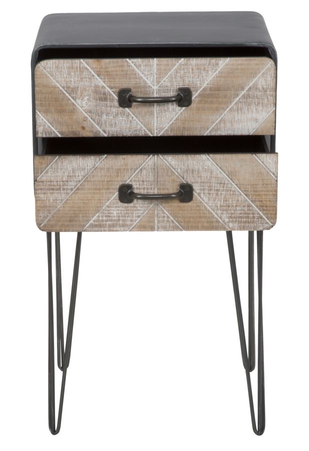 Mobiletto 2 Cassetti Oklahoma 41x34,5x70 cm in Ferro e MDF Marrone e Nero-5