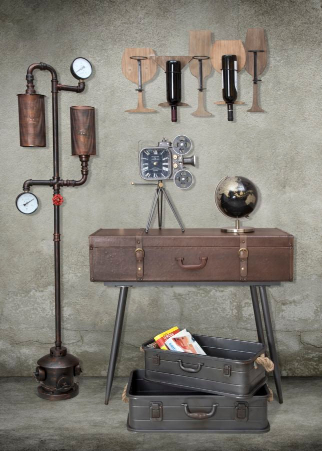 Porta Bottiglie da Muro Glass 71x12,5x41,5 cm in Ferro e MDF Marrone e Nero-10