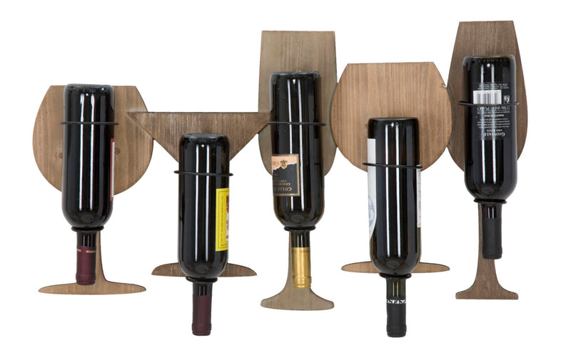 Porta Bottiglie da Muro Glass 71x12,5x41,5 cm in Ferro e MDF Marrone e Nero-2