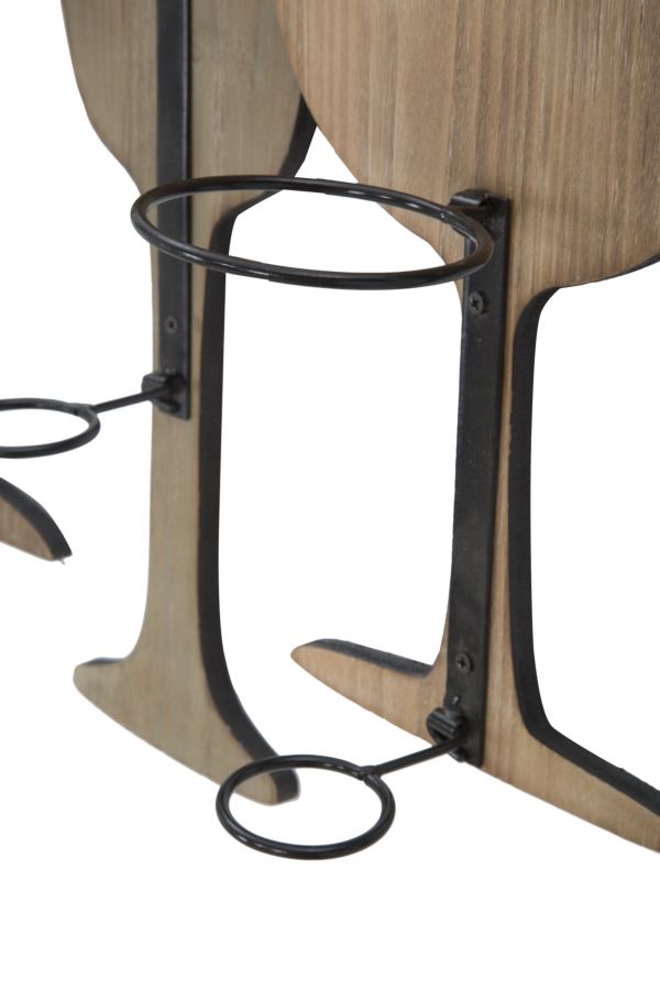 Porta Bottiglie da Muro Glass 71x12,5x41,5 cm in Ferro e MDF Marrone e Nero-5