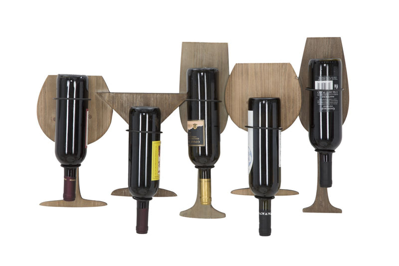 Porta Bottiglie da Muro Glass 71x12,5x41,5 cm in Ferro e MDF Marrone e Nero-7