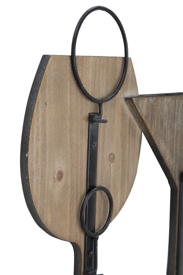 Porta Bottiglie da Muro Glass 71x12,5x41,5 cm in Ferro e MDF Marrone e Nero-9