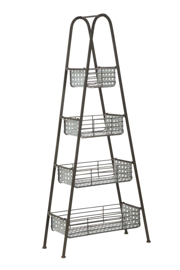 Scaletta Metal 72x34x164 cm in Ferro Grigio-1