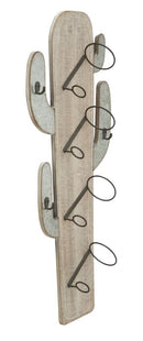 Porta Bottiglie da Muro Cactus 46x12x96 cm in Ferro e MDF-2