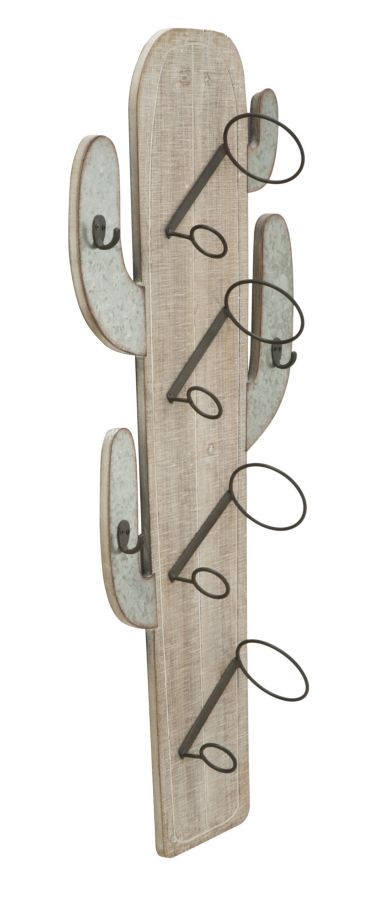 Porta Bottiglie da Muro Cactus 46x12x96 cm in Ferro e MDF-2