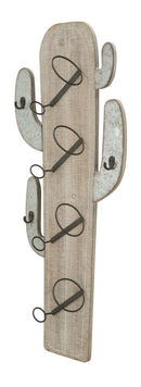 Porta Bottiglie da Muro Cactus 46x12x96 cm in Ferro e MDF-3