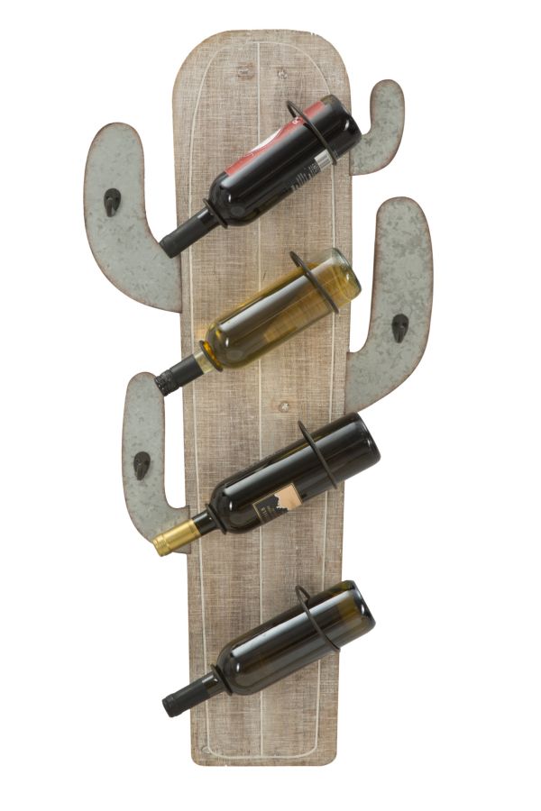 Porta Bottiglie da Muro Cactus 46x12x96 cm in Ferro e MDF-5