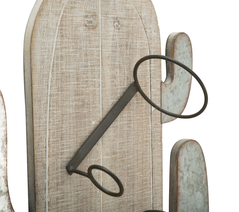 Porta Bottiglie da Muro Cactus 46x12x96 cm in Ferro e MDF-6