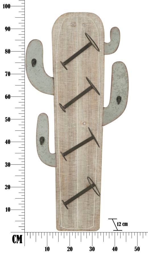 Porta Bottiglie da Muro Cactus 46x12x96 cm in Ferro e MDF-9