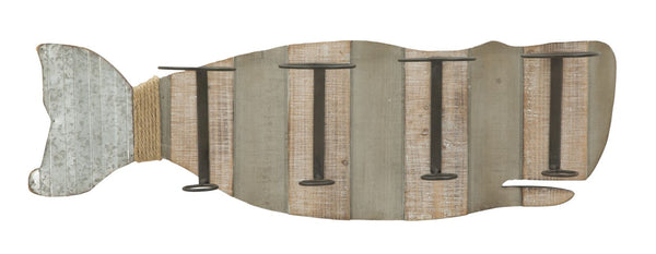 Wandflaschenhalter Whale 80x12,5x25 cm aus Eisen und MDF online