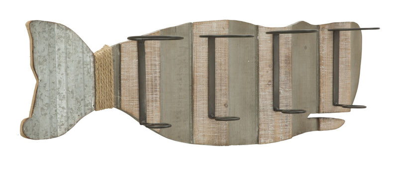 Porta Bottiglie da Muro Balena 80x12,5x25 cm in Ferro e MDF-2