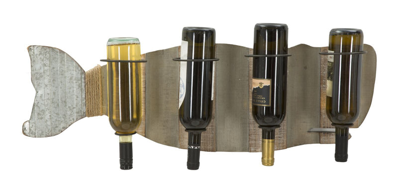 Porta Bottiglie da Muro Balena 80x12,5x25 cm in Ferro e MDF-6